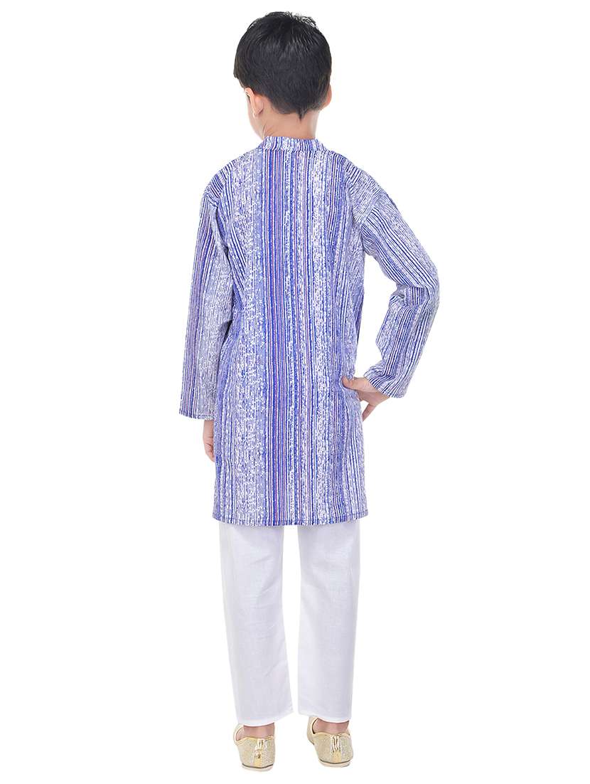 mandarin neck printed kurta with pajama set  - 17734382 -  Standard Image - 2