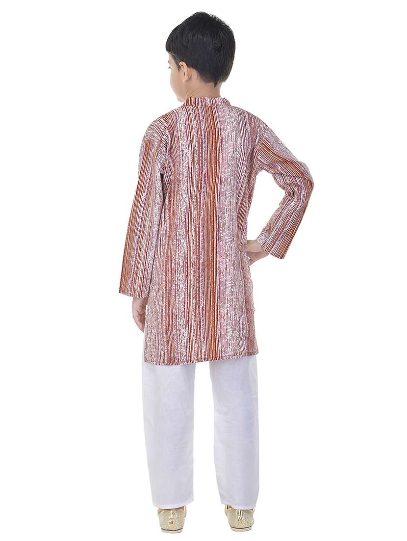 mandarin neck printed kurta with pajama set  - 17734383 -  Standard Image - 2