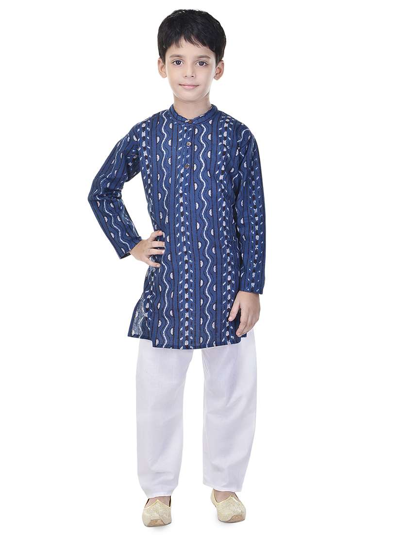 mandarin neck printed kurta with pajama set 