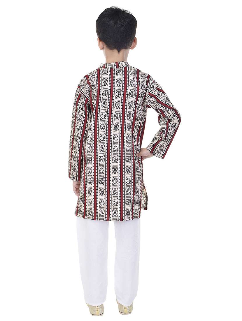 mandarin neck printed kurta with pajama set  - 17734391 -  Standard Image - 2