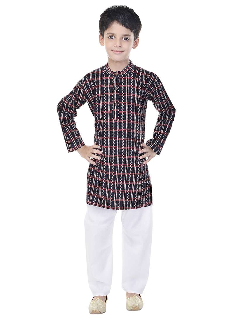 mandarin neck printed kurta with pajama set 