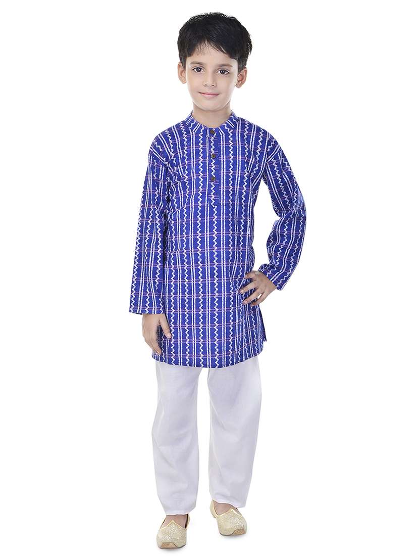 mandarin neck printed kurta with pajama set 