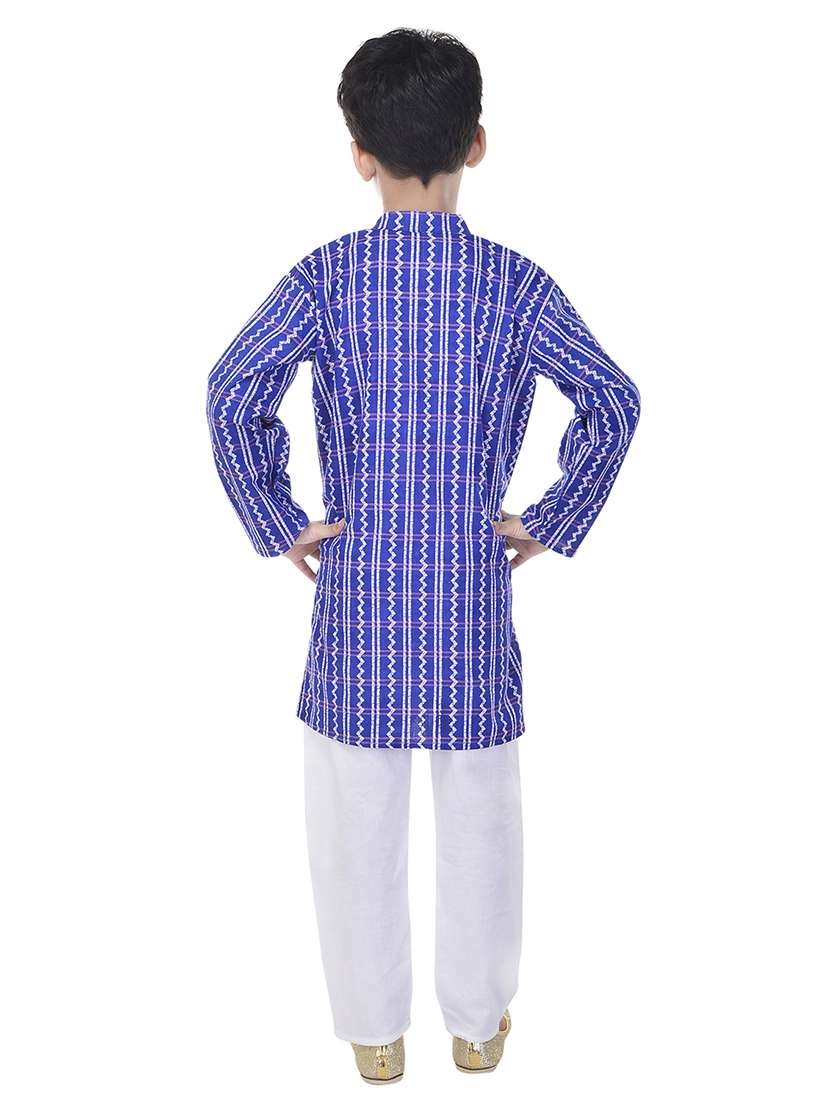 mandarin neck printed kurta with pajama set  - 17734395 -  Standard Image - 2