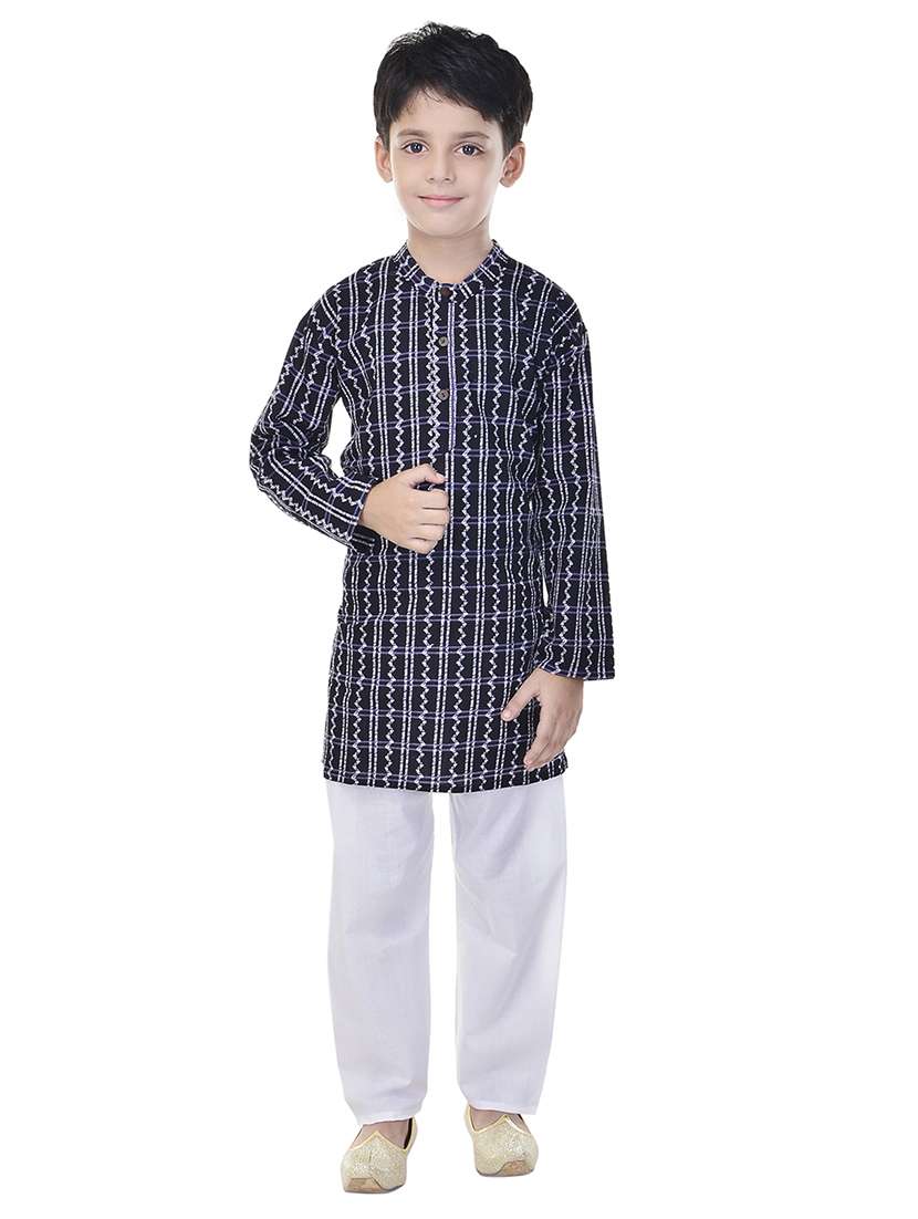 mandarin neck printed kurta with pajama set 