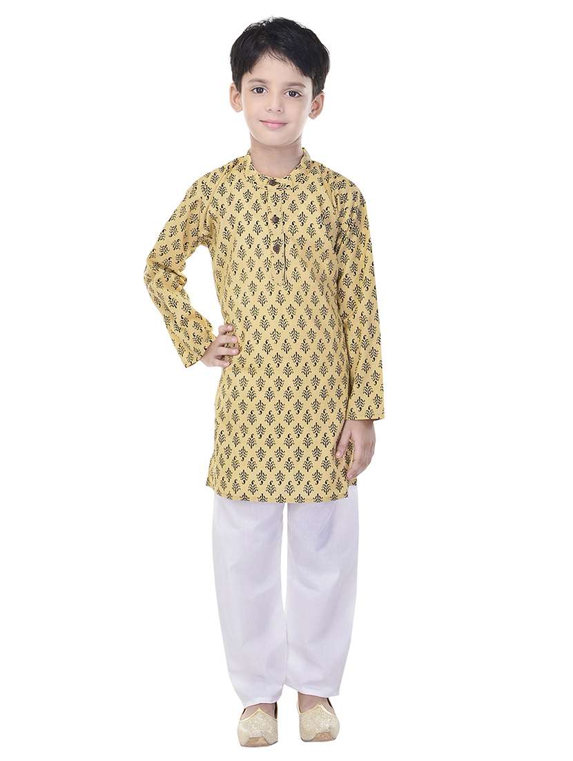 mandarin neck printed kurta with pajama set 