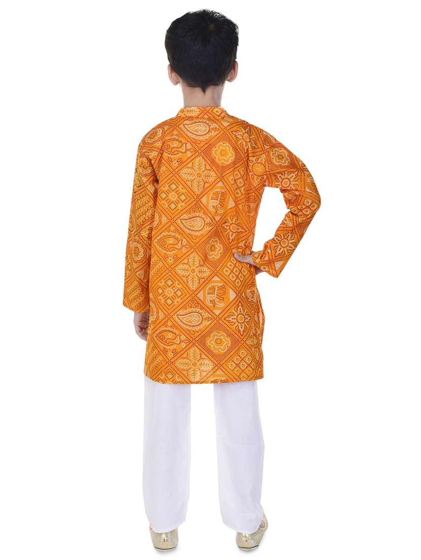 mandarin neck printed kurta with pajama set  - 17734402 -  Standard Image - 2