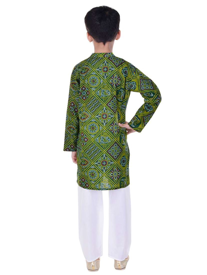 Mandarin Neck Printed Kurta With Pajama Set - 17734403 -  Standard Image - 2