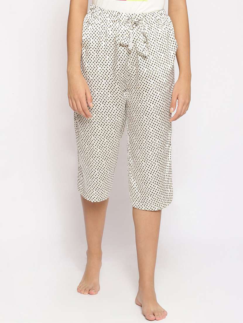 drawstring waist sleepwear capri 