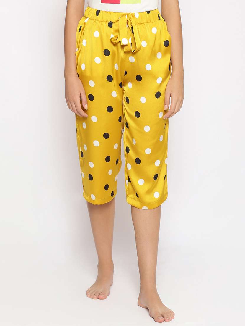 tie front printed capri 