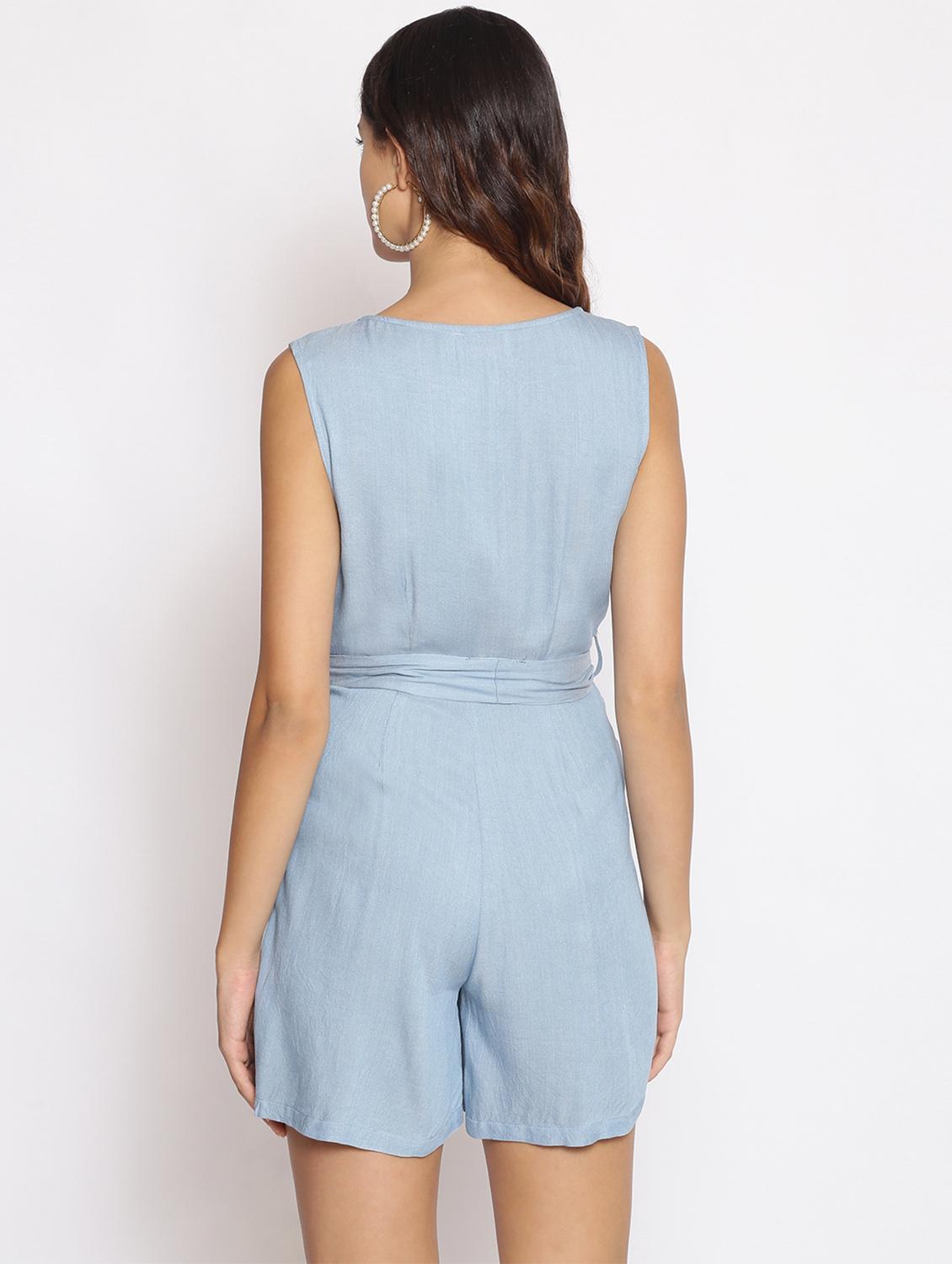 blue polyester dungaree jumpsuit - 17735929 - Standard Image - 2