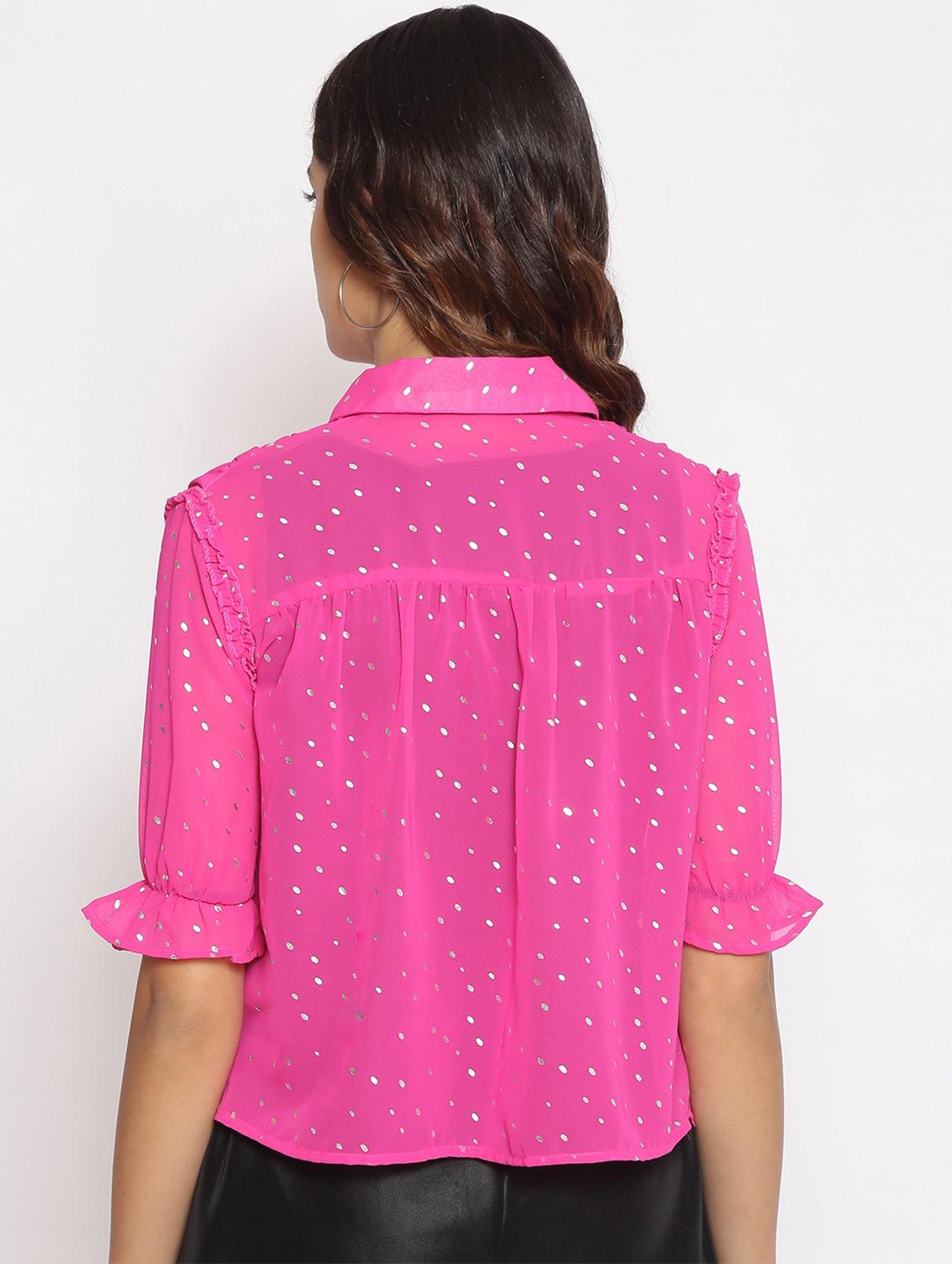 pink foil print regular shirt - 17735943 - Standard Image - 2