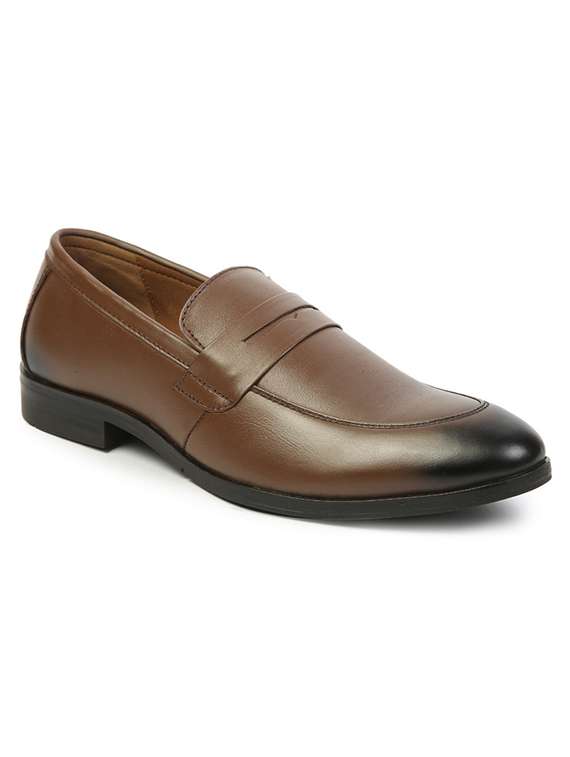 brown leather slip on loafers