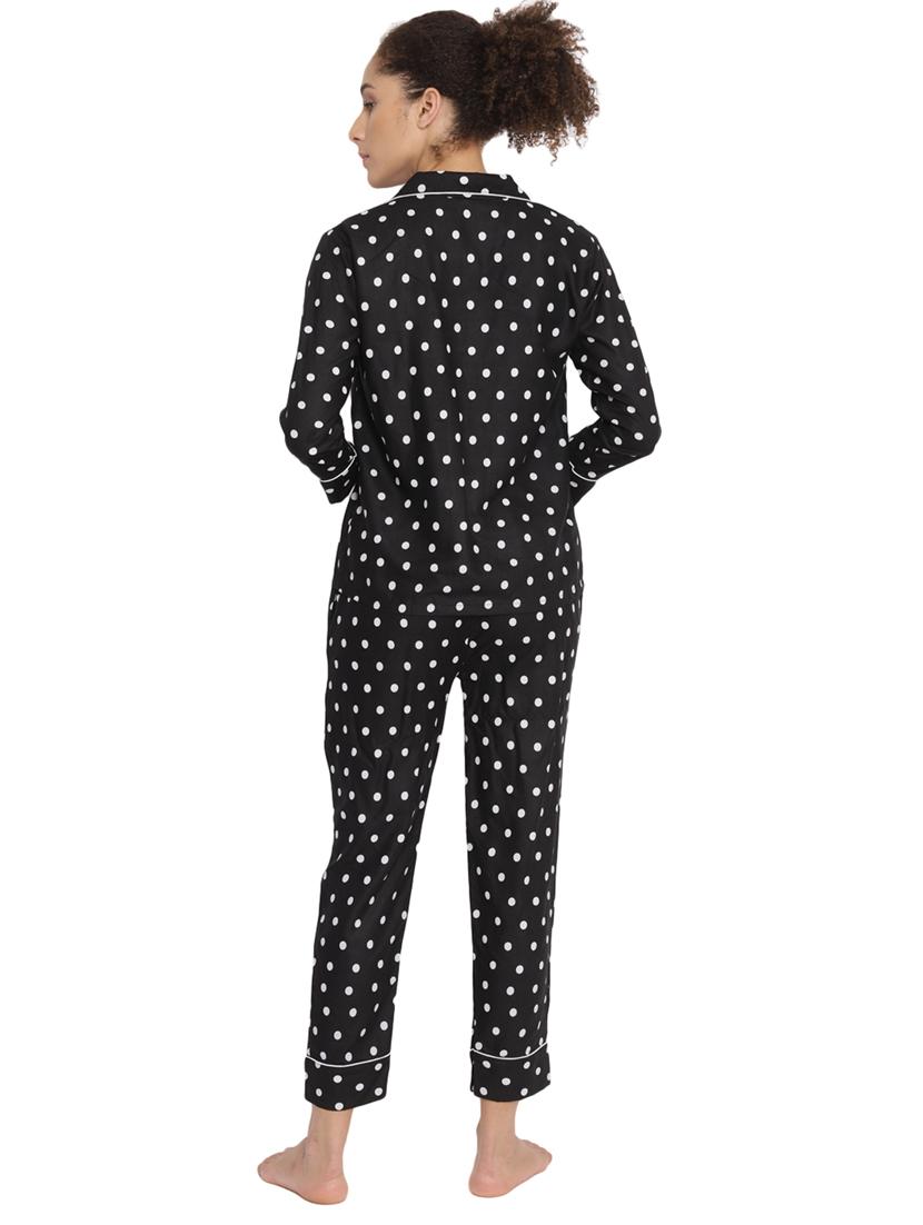 black polka dot nightwear pajama set - 17736087 - Standard Image - 2
