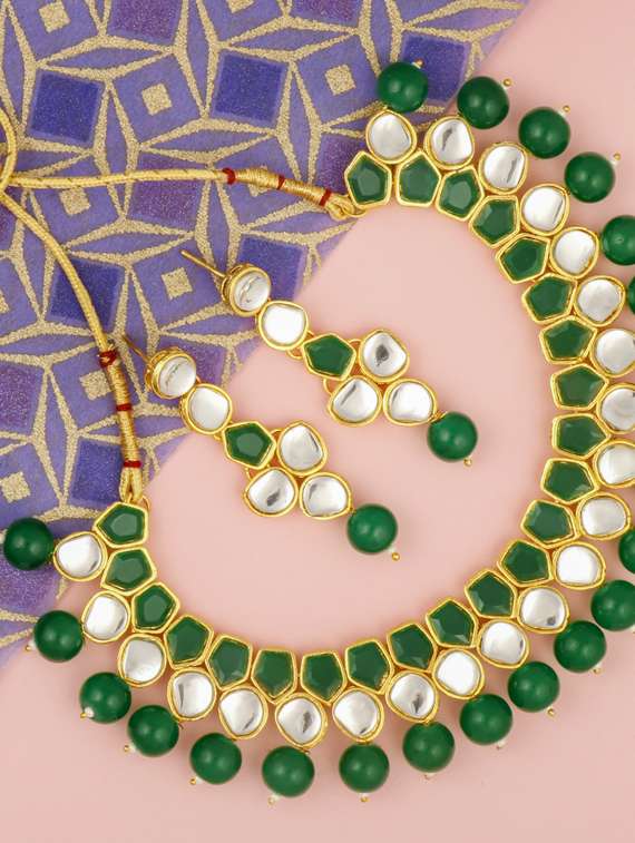 green brass choker necklace