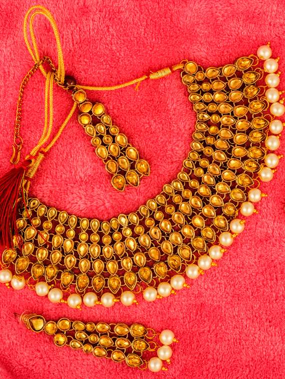 gold brass choker necklace