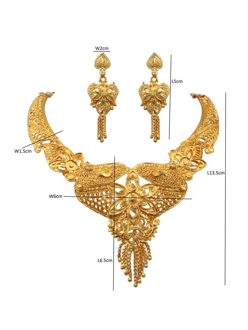 gold plated choker necklaces and earring set  - 17737360 -  Standard Image - 2