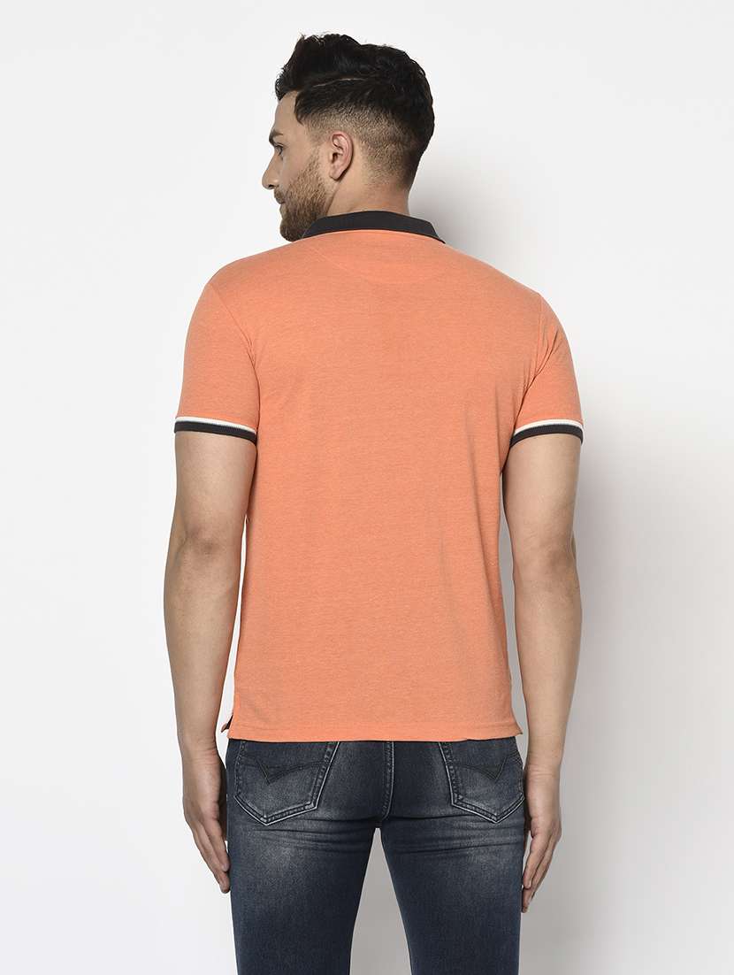 orange printed polo t-shirt - 17737390 - Standard Image - 2