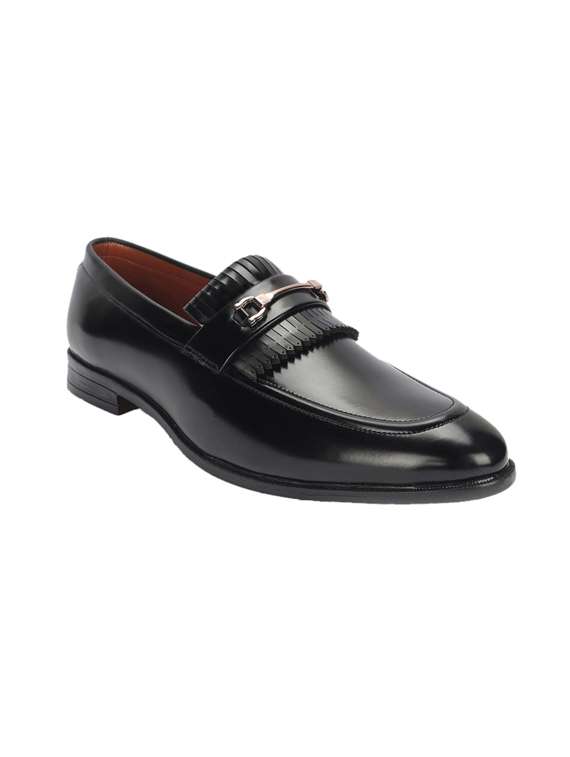 black patent leather handicraft loafers