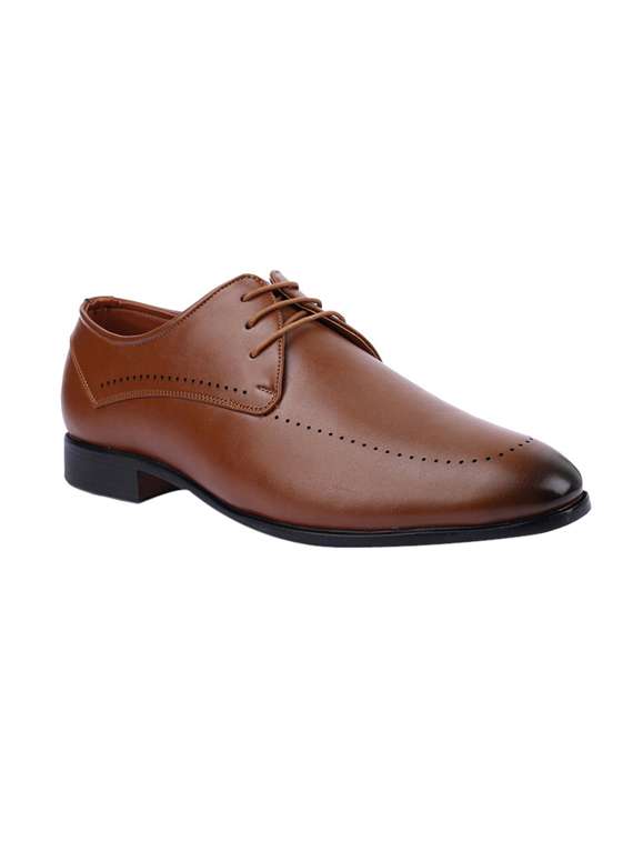 brown patent leather laceup derbies