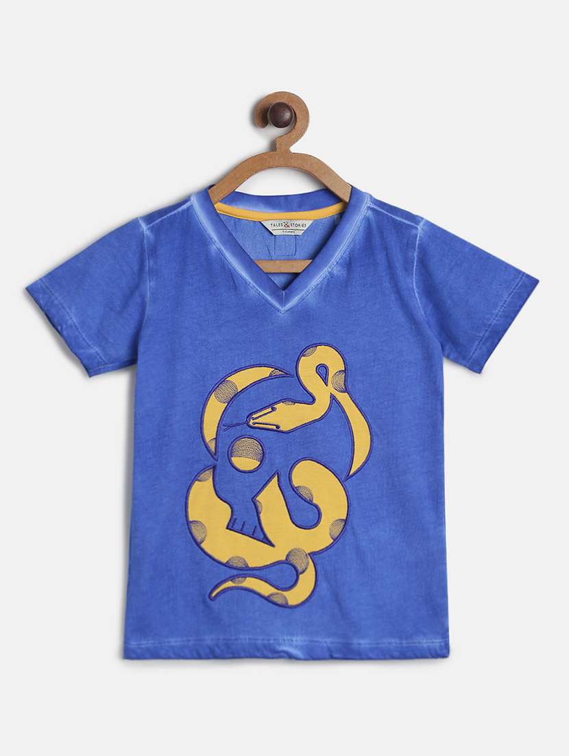 blue  printed t-shirt