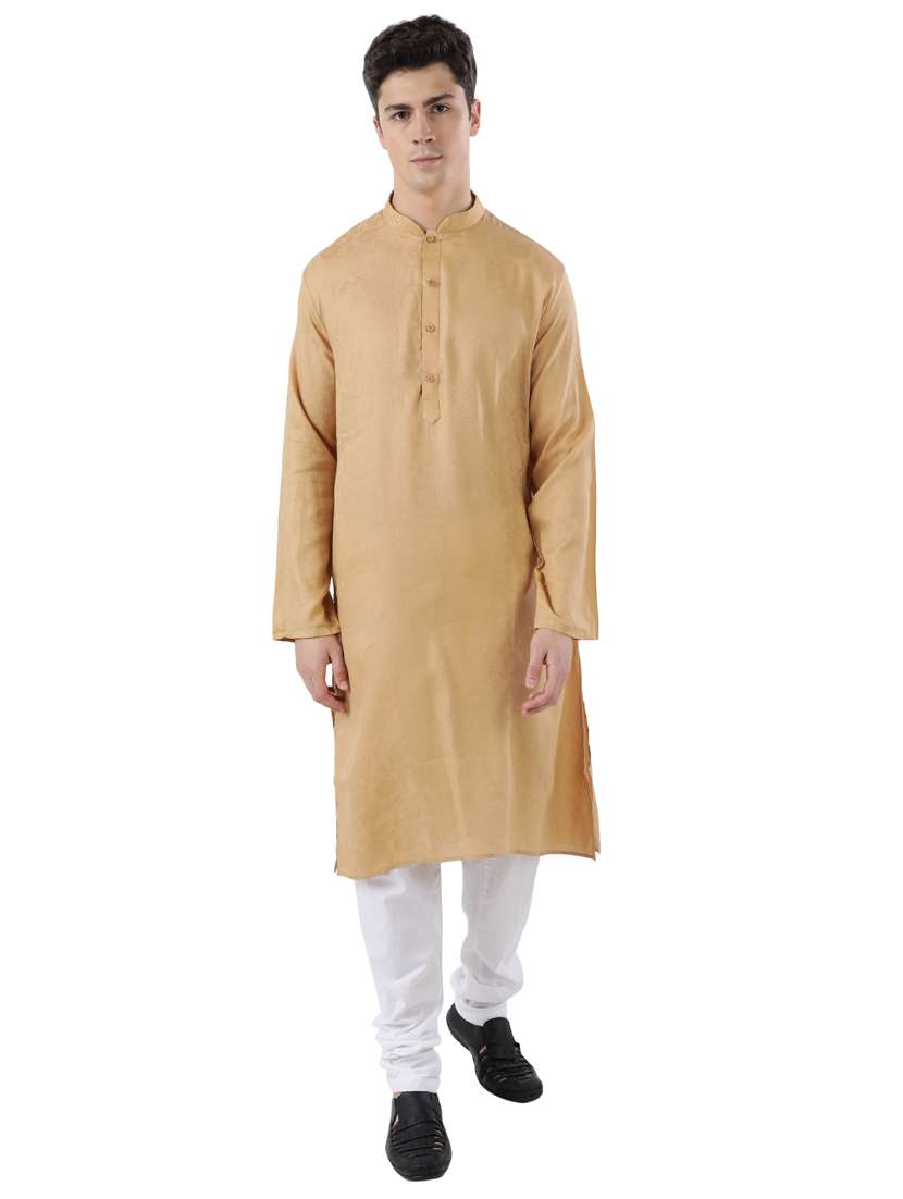 beige self design long kurta