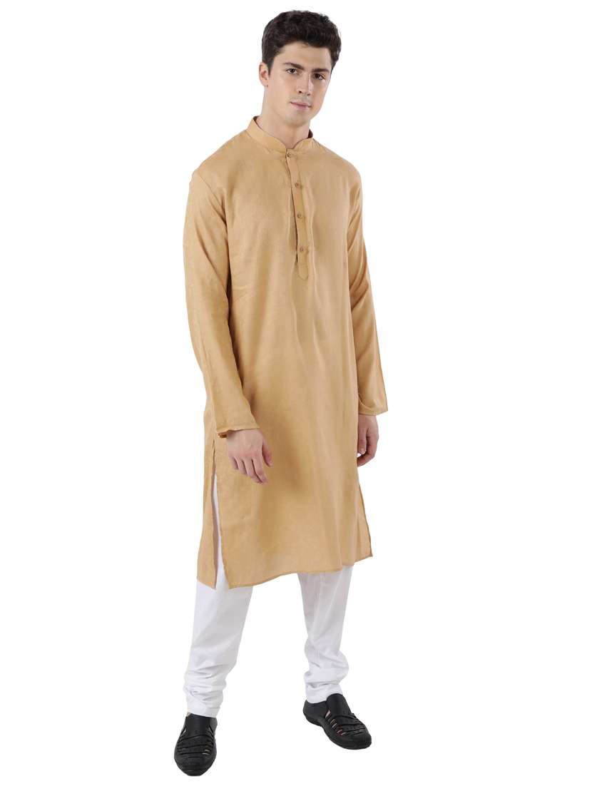 beige self design long kurta - 17737960 -  Standard Image - 2