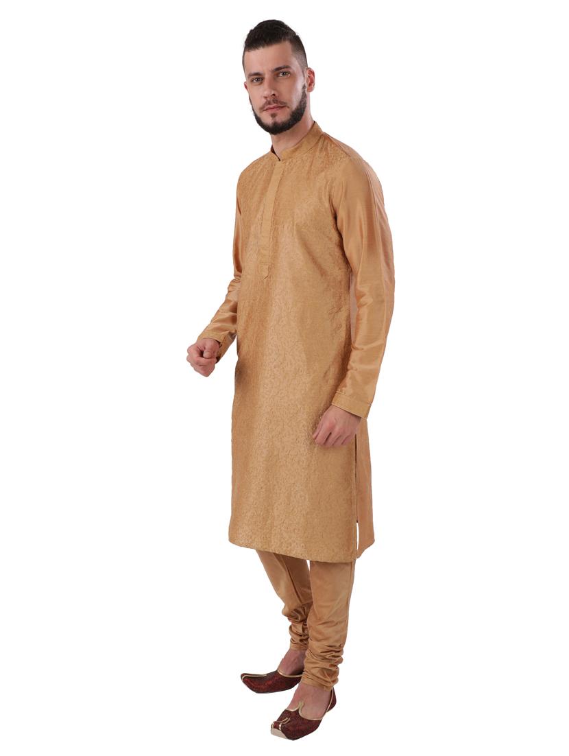 beige embroidered long kurta - 17737992 - Standard Image - 2