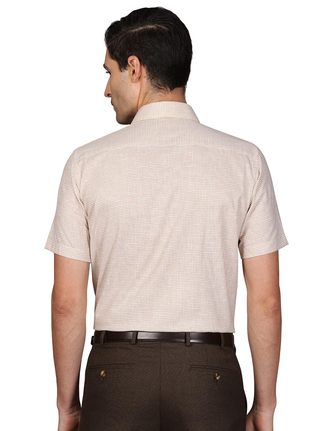 beige checkered formal shirt - 17738151 - Standard Image - 2
