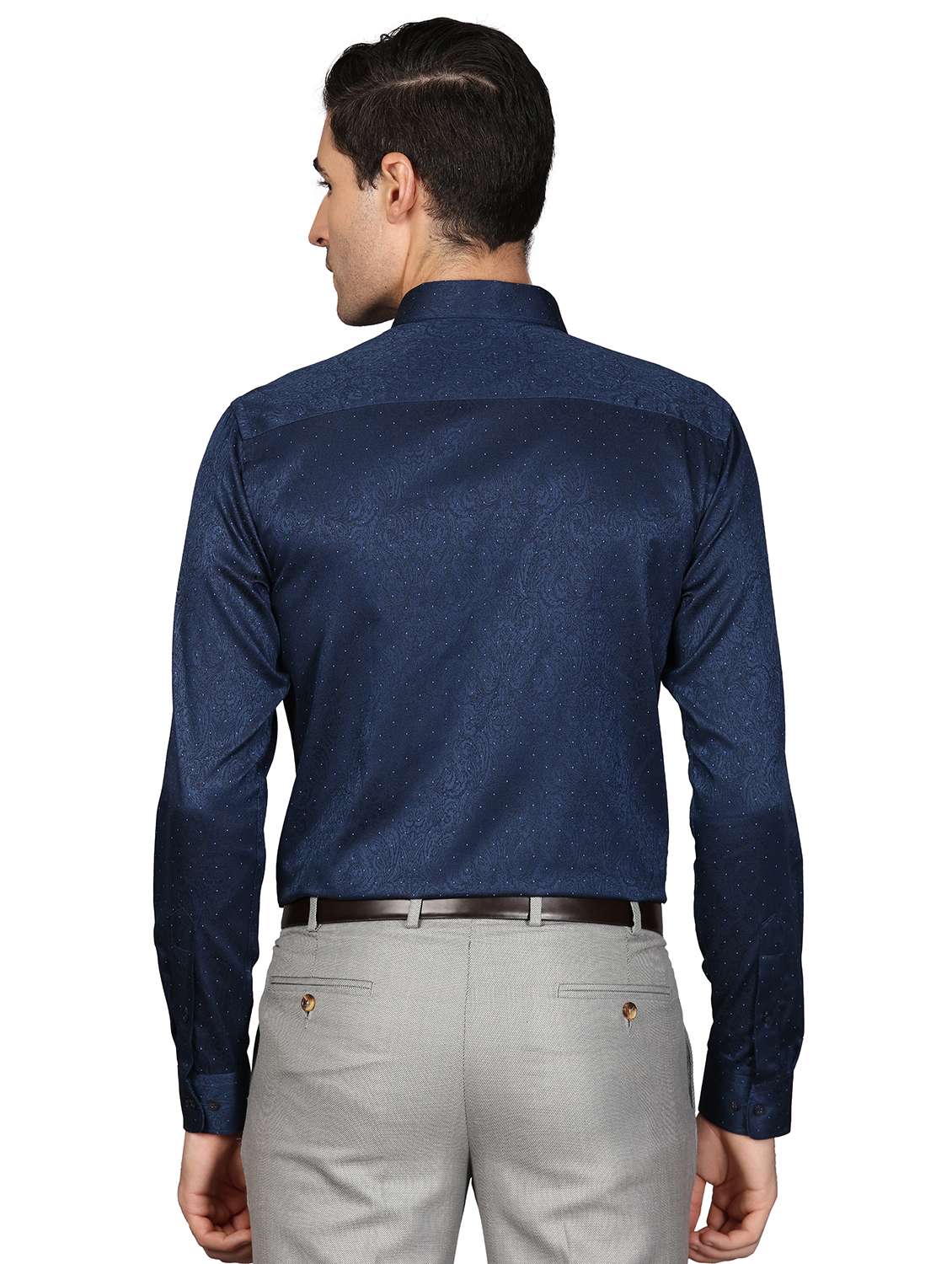 navy blue printed formal shirt - 17738156 - Standard Image - 2