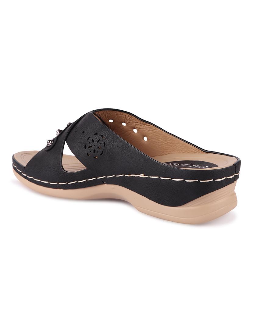 calzado womens's casualwear slip-on apricot color platform heels slippers - 17739153 - Standard Image - 2