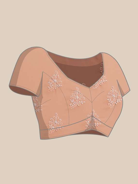 peach georgette chikankari saree with blouse - 17739230 -  Standard Image - 2