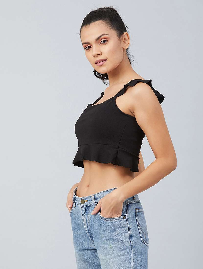 women's crop shoulder strap top