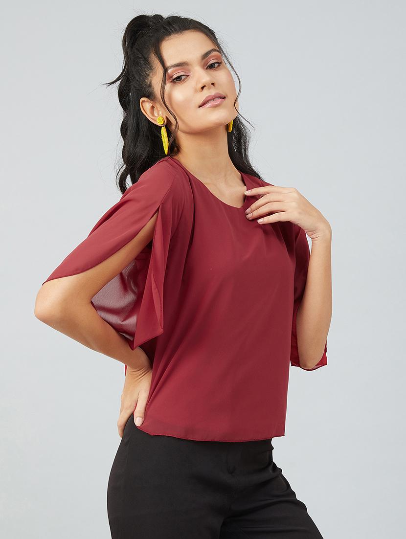 women's straight round neck top - 17739282 - Standard Image - 2