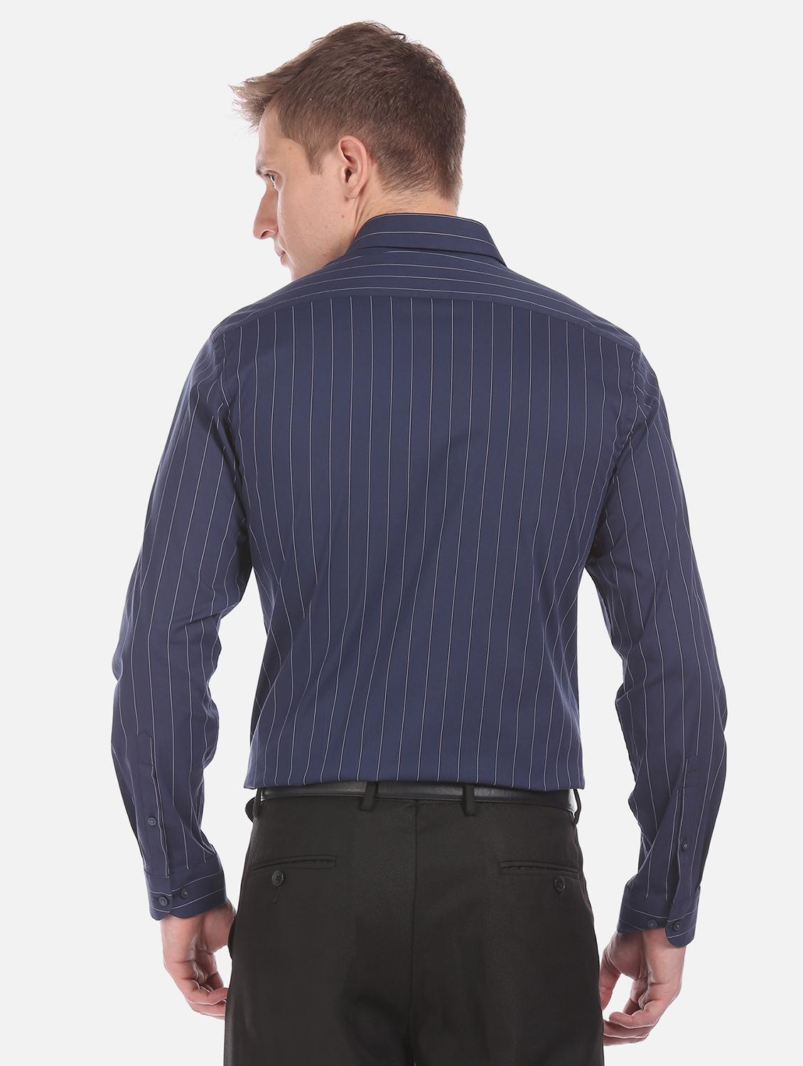 navy blue striped formal shirt - 17739315 - Standard Image - 2