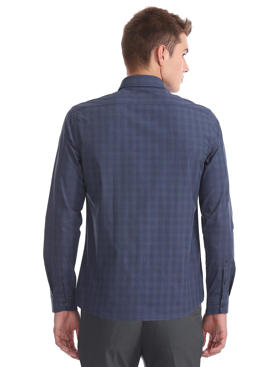 navy blue checkered formal shirt - 17739328 - Standard Image - 2