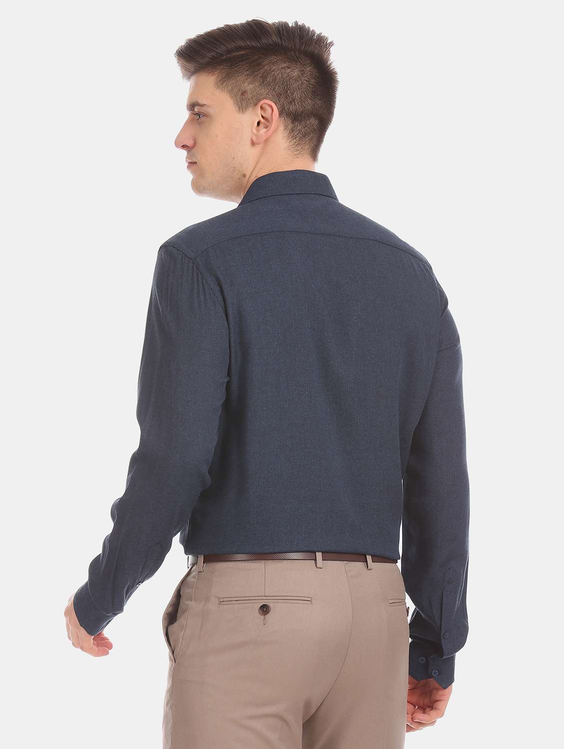 dark blue self design formal shirt - 17739424 - Standard Image - 2