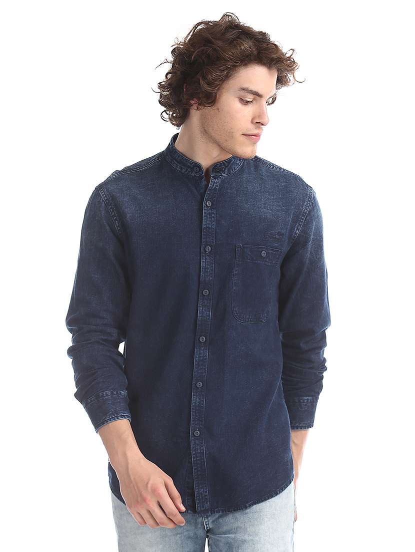 navy blue faded casual shirt