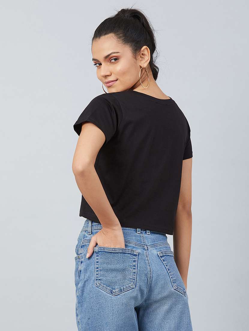 women's chest print v neck t-shirt - 17739980 -  Standard Image - 2