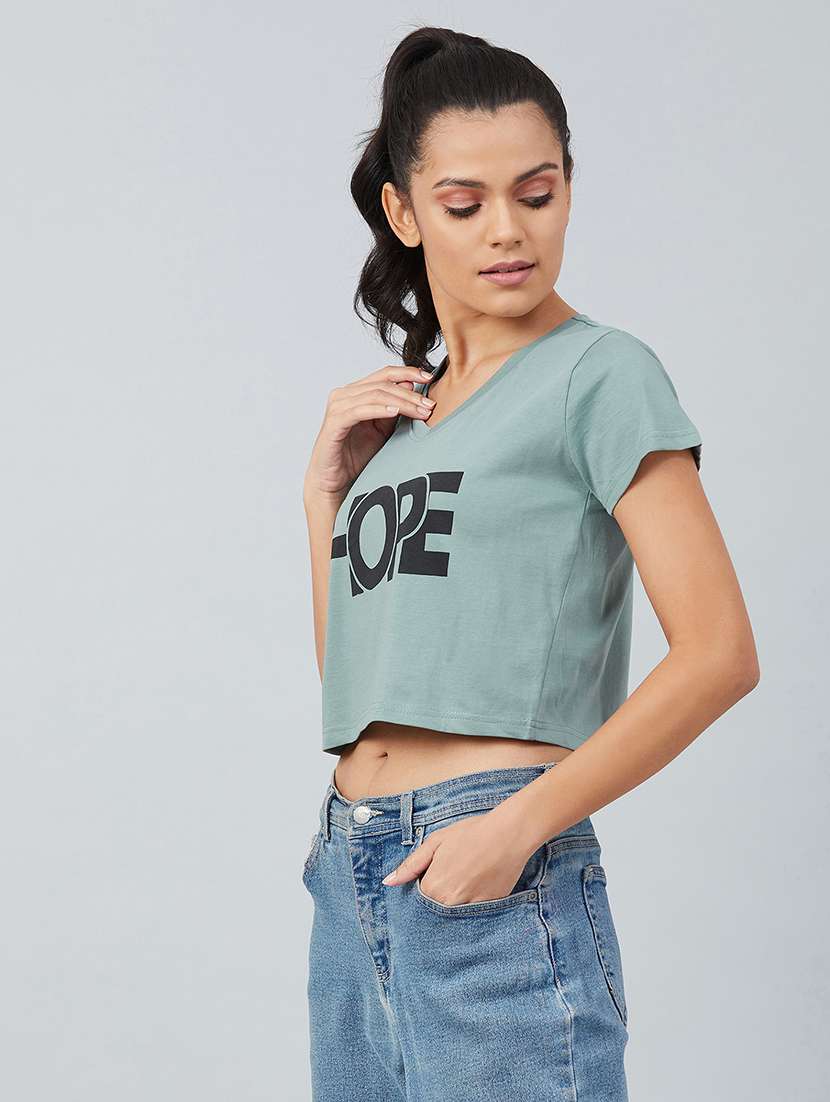 green cotton crop tshirt - 17739983 -  Standard Image - 2