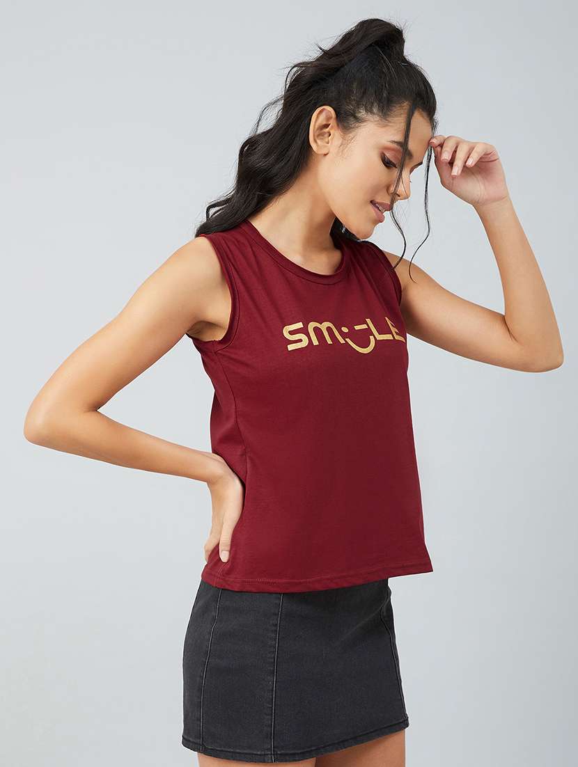 women's chest print round neck t-shirt - 17739999 -  Standard Image - 2