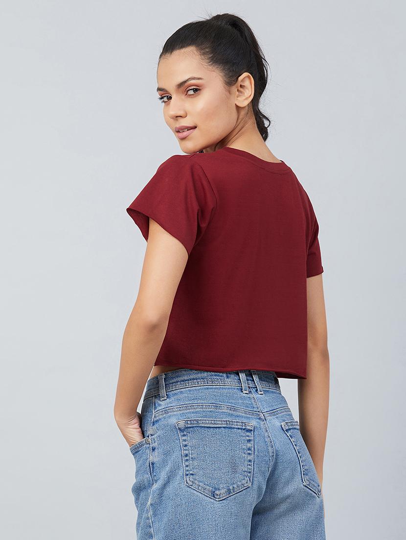 women's front print keyhole neck t-shirt - 17740004 - Standard Image - 2