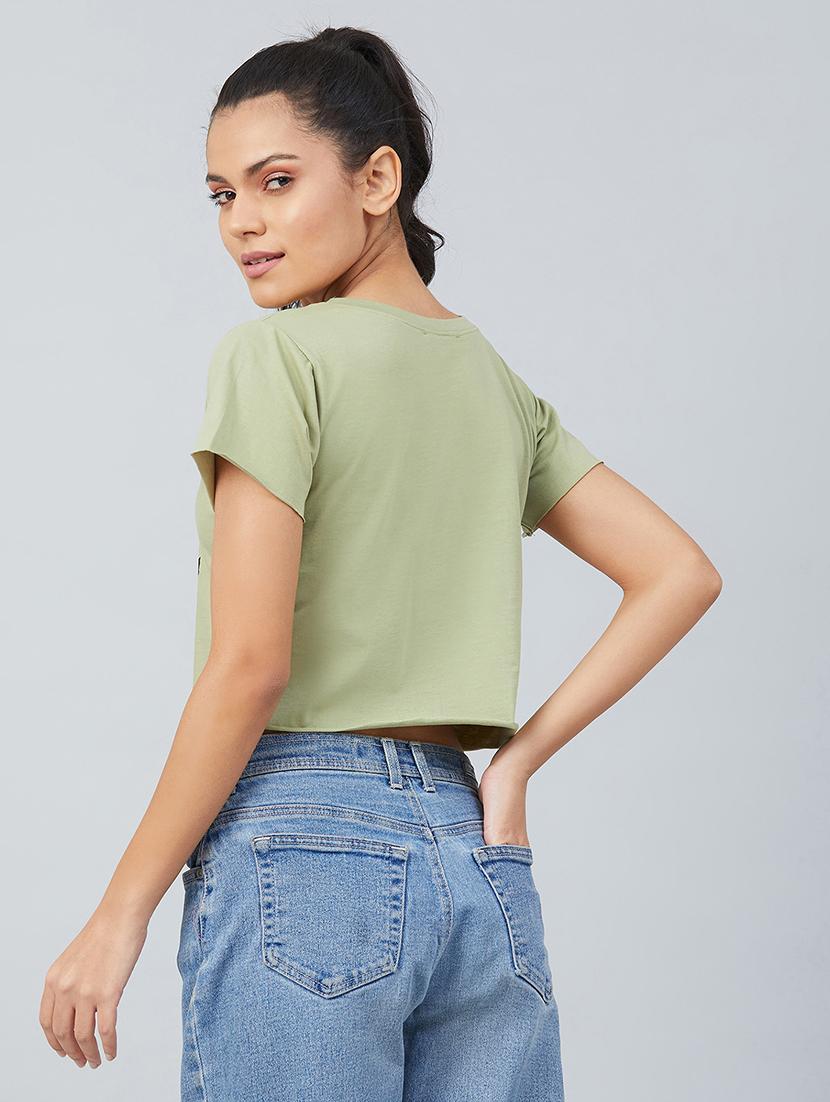 women's crop keyhole neck t-shirt - 17740005 - Standard Image - 2