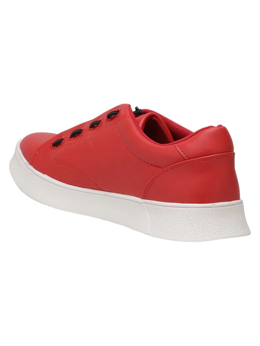 red synthetic lace up sneakers - 17740112 -  Standard Image - 2