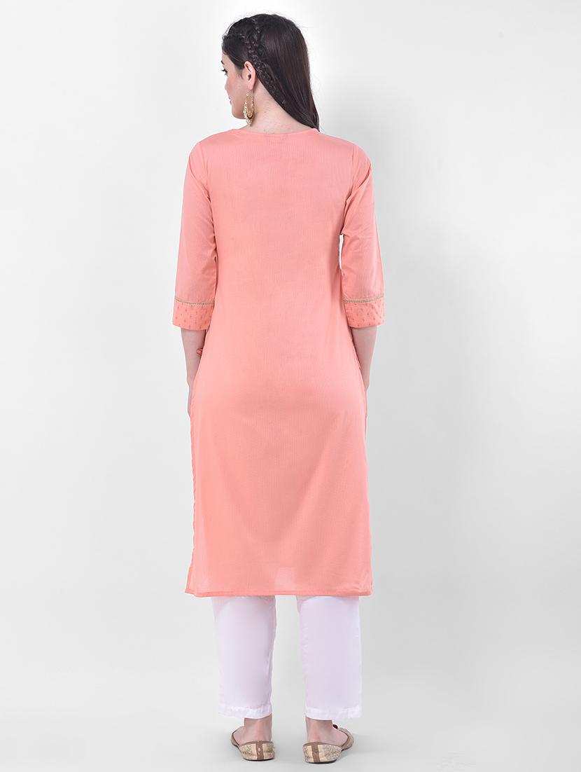 solid embroidered straight kurta - 17740945 - Standard Image - 2