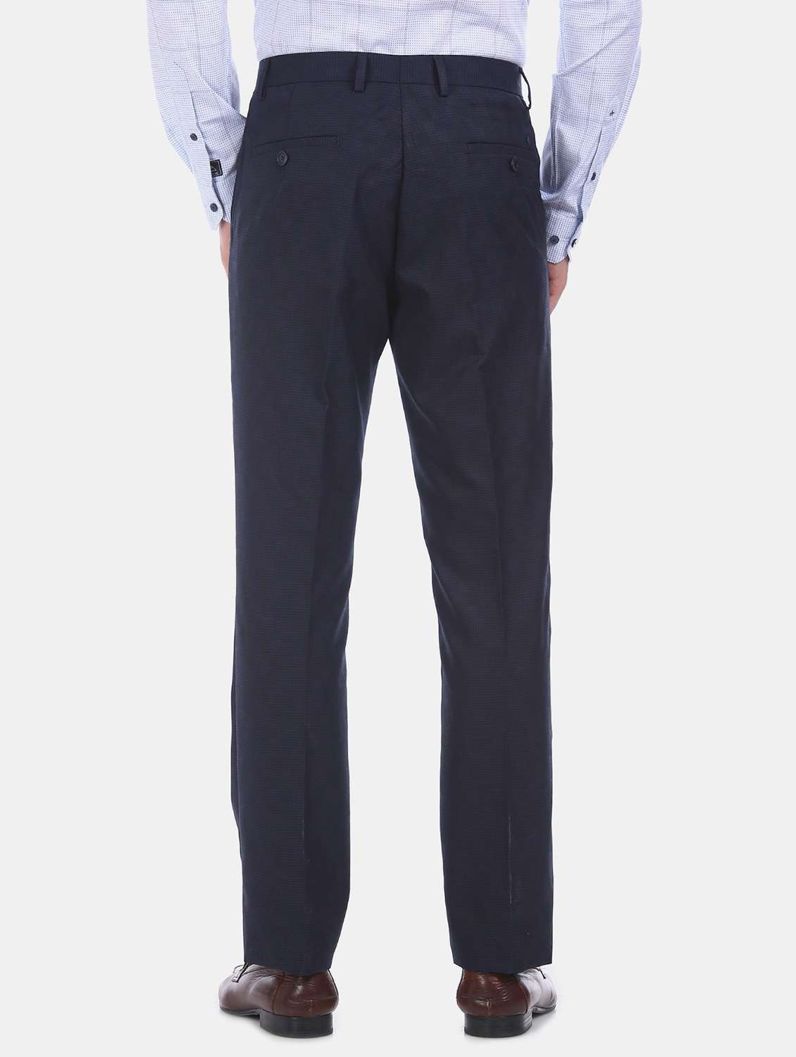 navy blue checkered flat front formal trouser - 17741893 -  Standard Image - 2