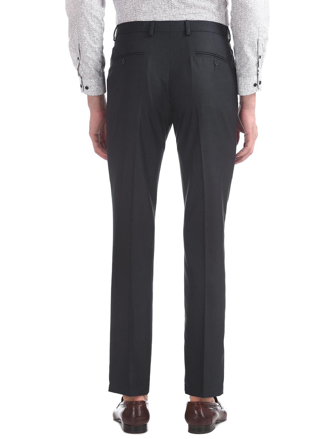 black solid flat front formal trouser - 17741975 - Standard Image - 2