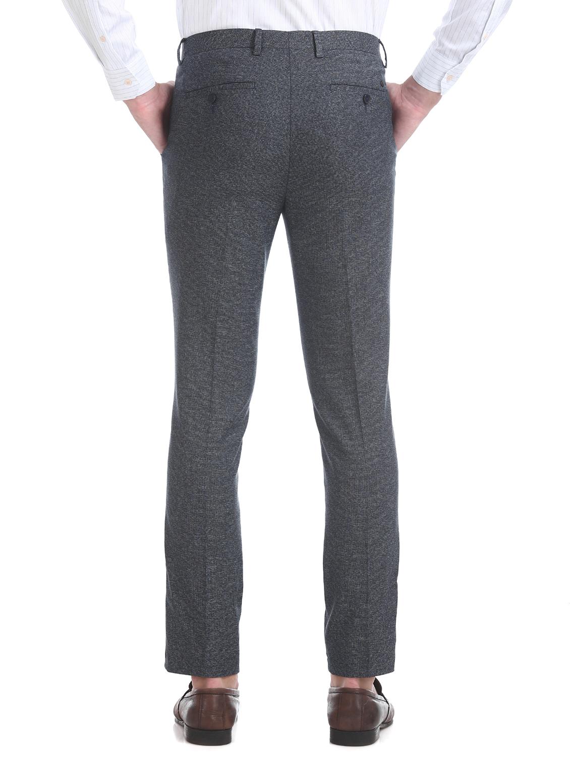 blue textured flat front formal trouser - 17742020 - Standard Image - 2