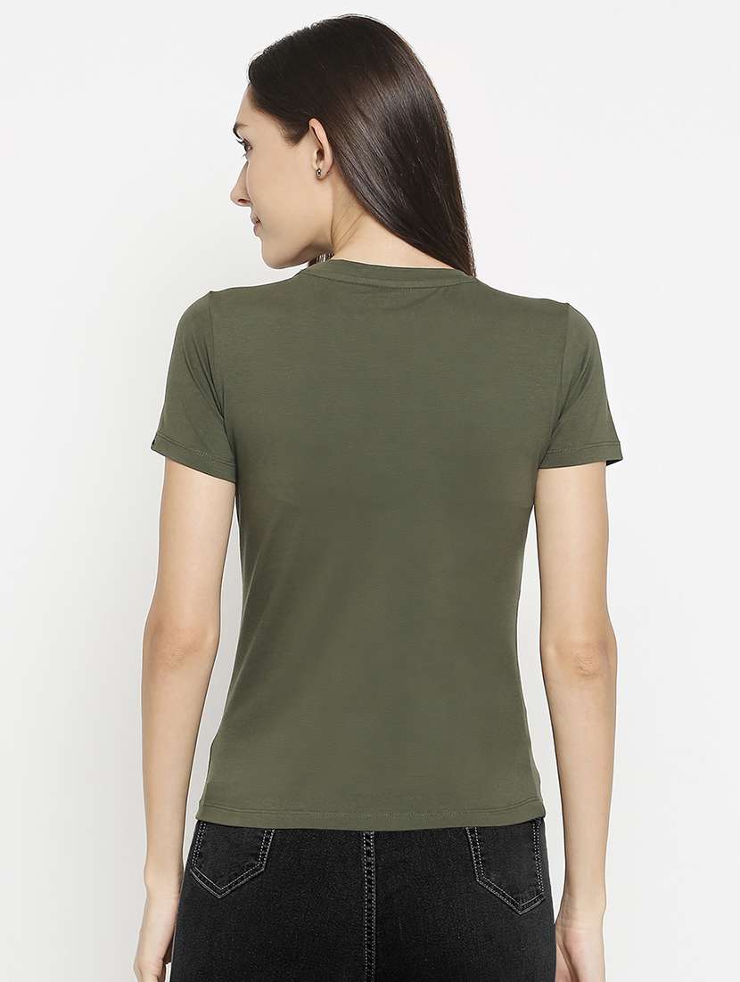 olive green front print t-shirt - 17743199 - Standard Image - 2