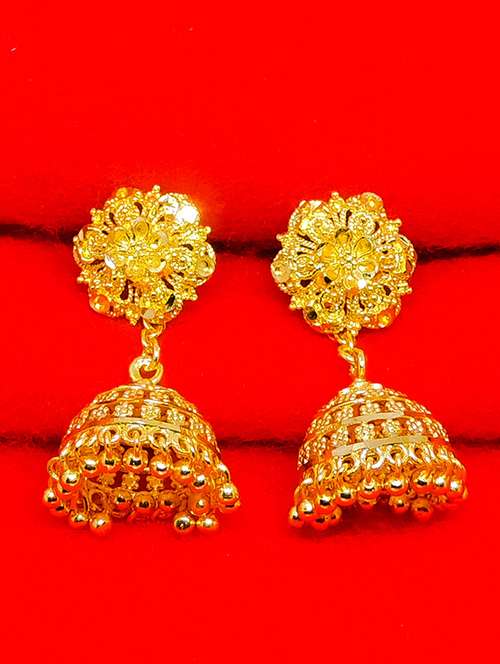 gold brass jhumka earring - 17743843 - Standard Image - 0