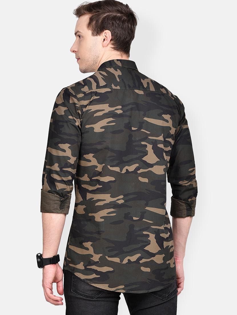 olive green camouflage casual shirt - 17744251 - Standard Image - 2